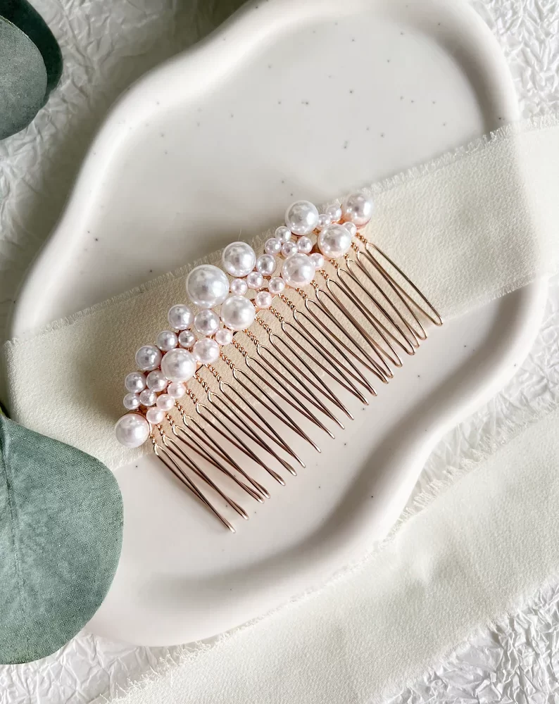 ''Pearl Dream'' σε ροζ χρυσό! Κομψό , χειροποίητο χτενάκι με πέρλες!