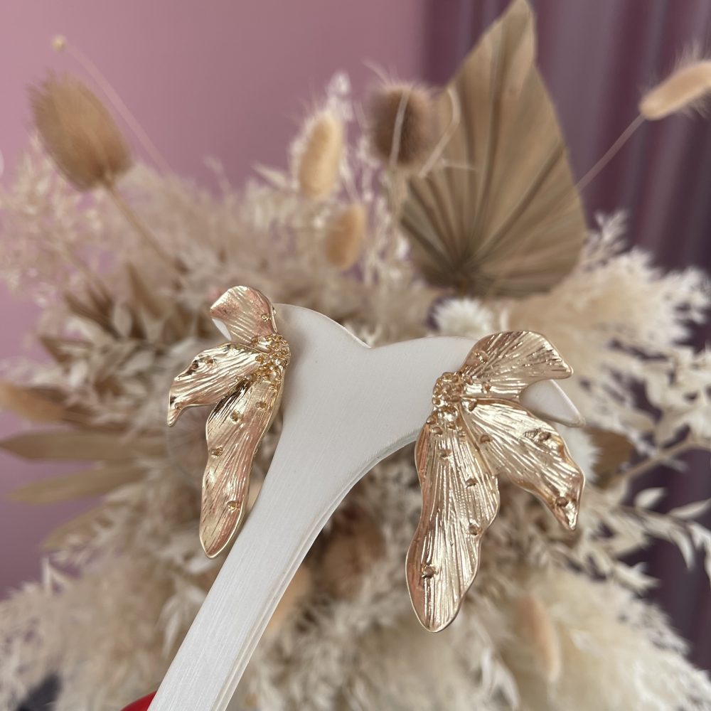 “Maya” gold ! Faux bijou σκουλαρίκια σε ματ χρυσή απόχρωση! - Image 3