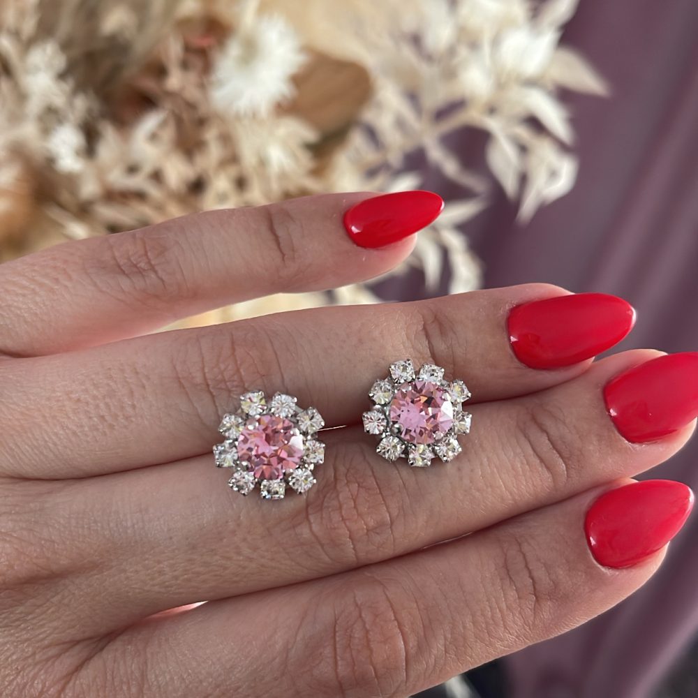 “Pinkie” ροζέτες, με κεντρικό κρύσταλλο Swarovski σε baby pink απόχρωση! - Image 5