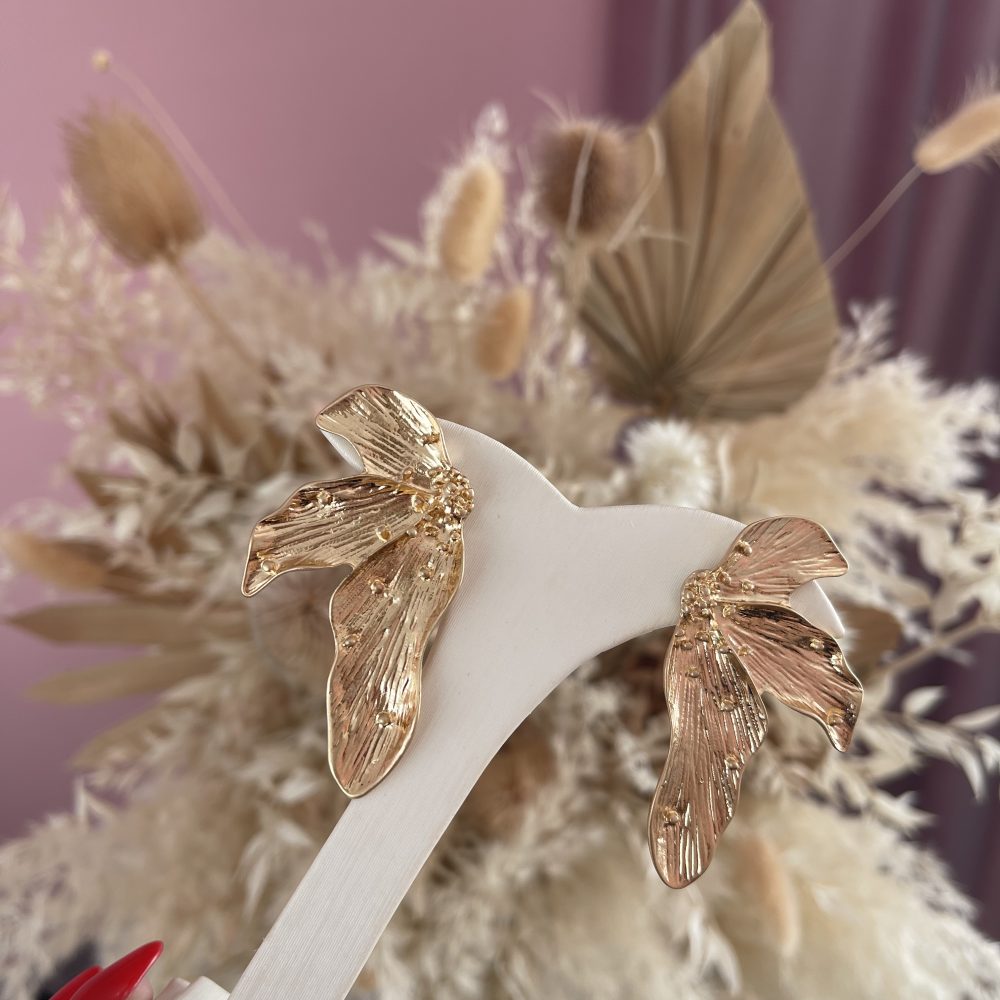 “Maya” gold ! Faux bijou σκουλαρίκια σε ματ χρυσή απόχρωση! - Image 2