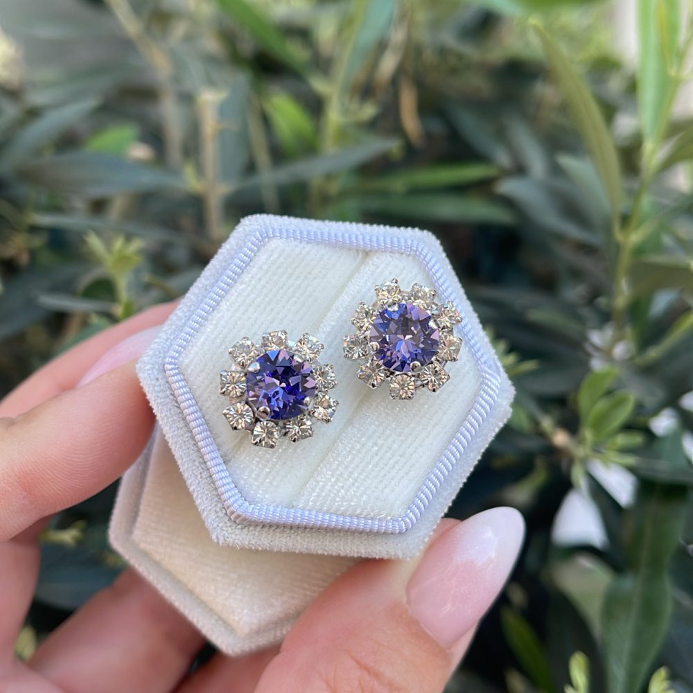 “Purples” ροζέτες, με κεντρικό κρύσταλλο Swarovski σε γλυκό μωβ απόχρωση! - Image 2