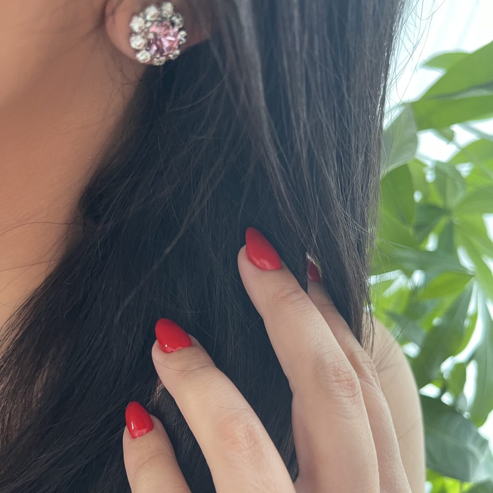 “Pinkie” ροζέτες, με κεντρικό κρύσταλλο Swarovski σε baby pink απόχρωση! - Image 2