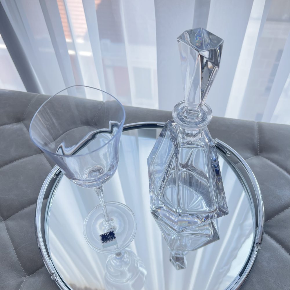 Κρυστάλλινο σετ 3τμχ. με ανοξείδωτο δίσκο με καθρέφτη! - Image 4