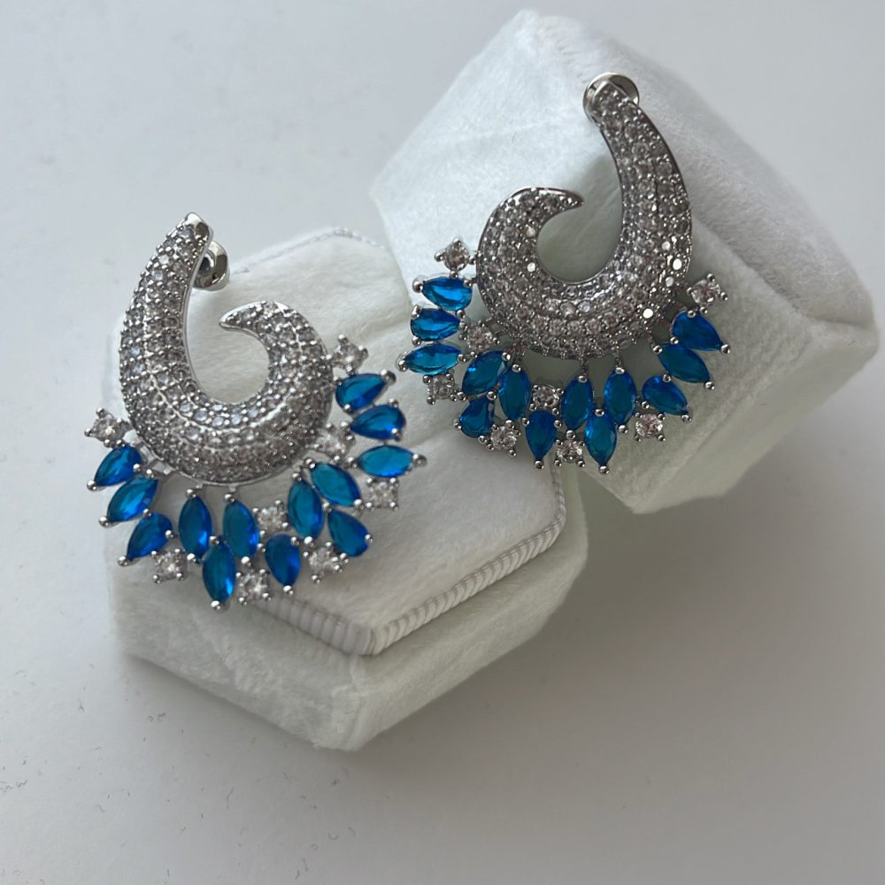 “Mermaid” υπέροχα statement σκουλαρίκια, με λαμπερά ζιργκόν σε μπλέ & διάφανες αποχρώσεις! - Image 3