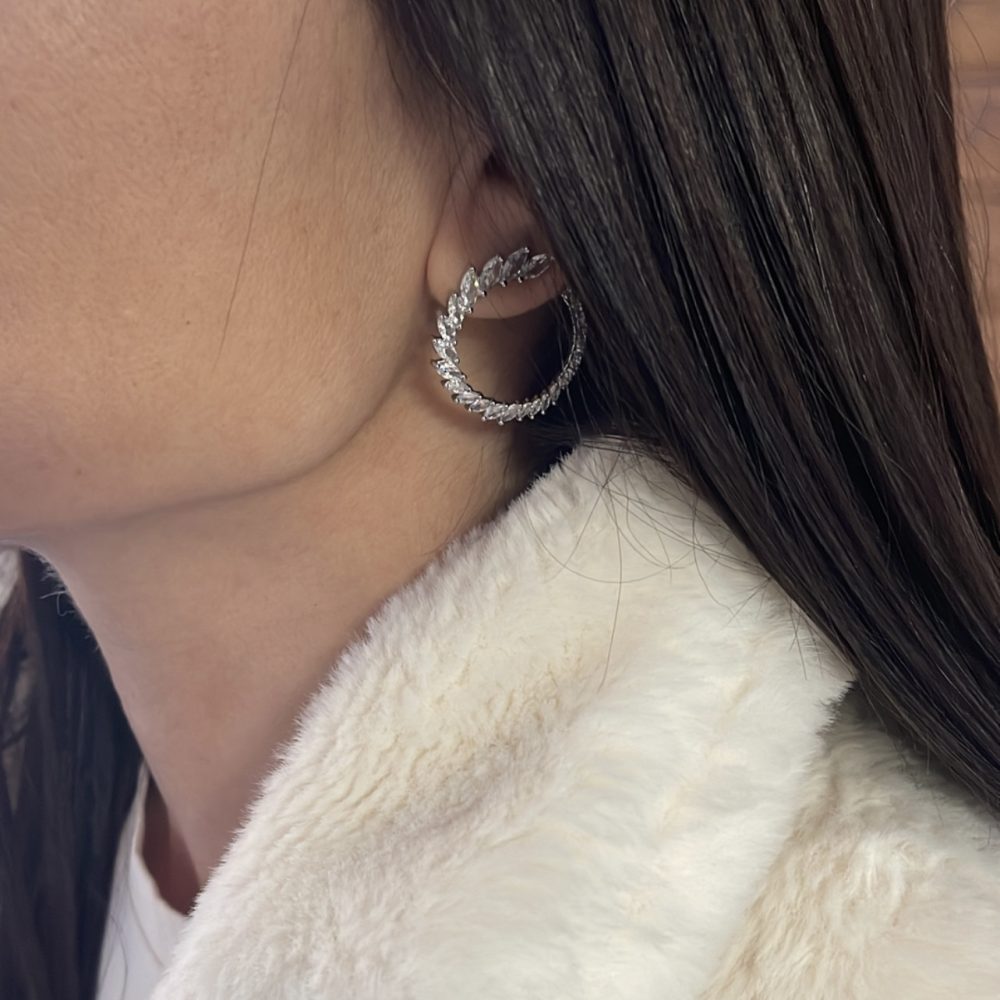 “Seasons” ROUND BAGUETTE EARINGS WITH ZIRCONS! - Image 3