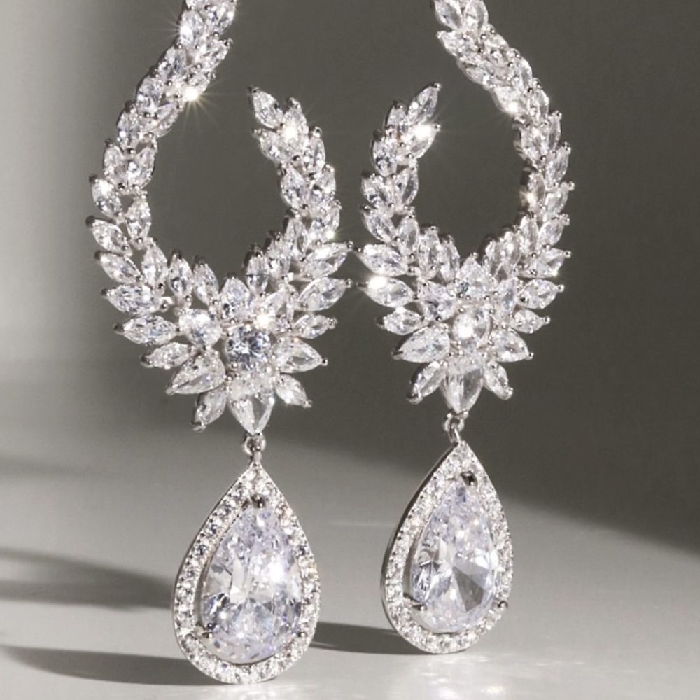 «Pristine» εξαιρετικού σχεδιασμού σκουλαρίκια από επιπλατινωμένο ασήμι & εξαιρετικής ποιότητας ζιργκόν! - Image 3