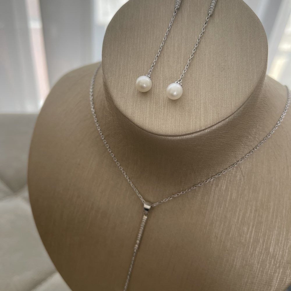 “Longines” σετ απο ασήμι 925• σε λιτές γραμμές , με μαργαριταράκια! - Image 3