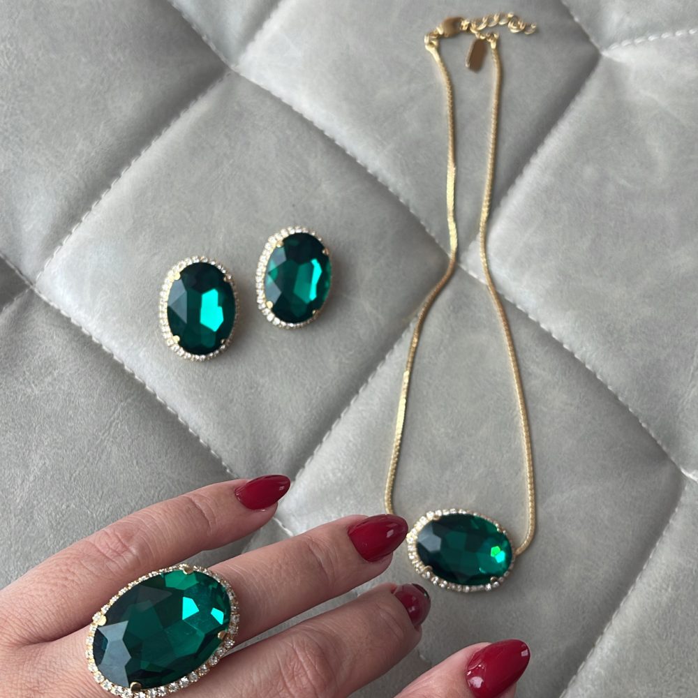 “First Class” το απόλυτο σετ με σμαραγδί swarovski , για εγγυημένη κομψότητα & πολυτέλεια! - Image 4
