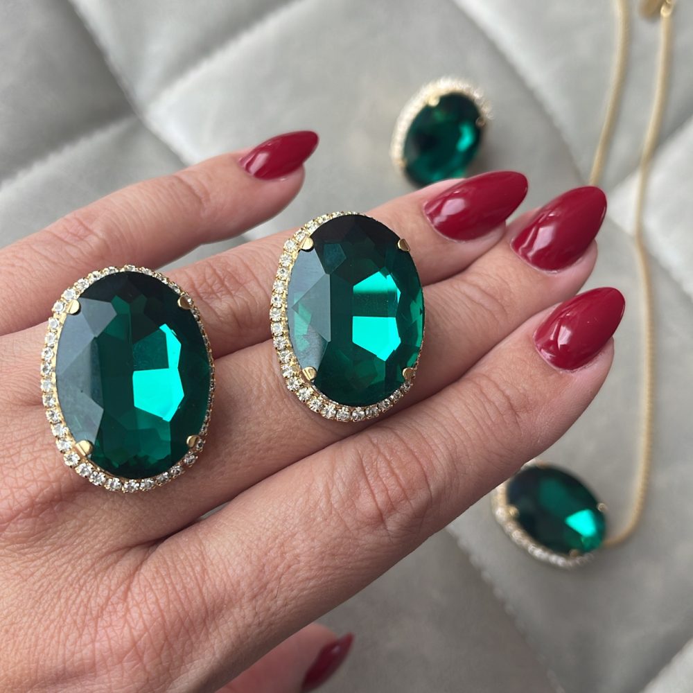 “First Class” το απόλυτο σετ με σμαραγδί swarovski , για εγγυημένη κομψότητα & πολυτέλεια! - Image 2