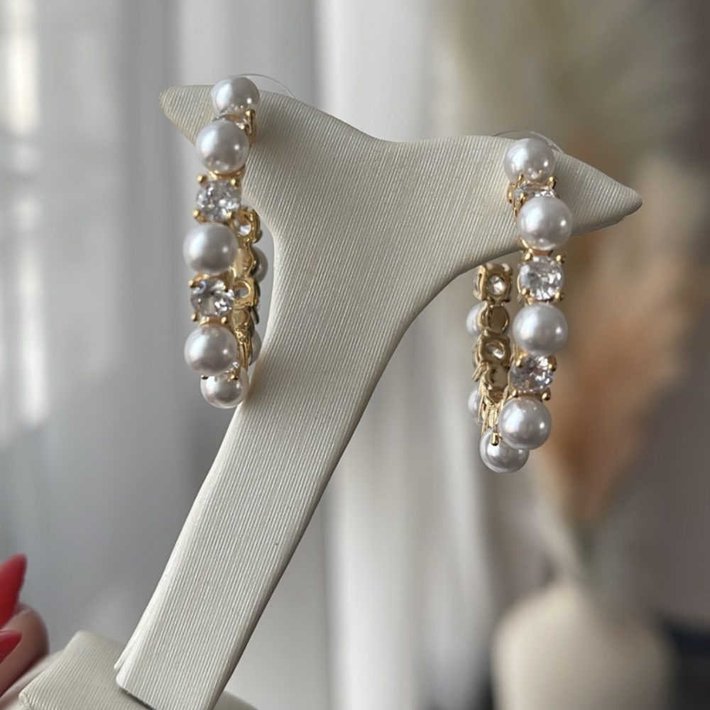 “Joya gold” κρικάκια faux bijou με κρύσταλλα & πέρλες!