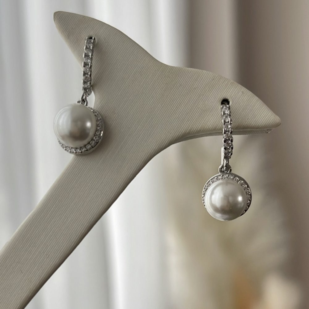 “Alpaka” Ασημένια 925 σκουλαρίκια κρεμαστά με μαργαριτάρι! - Image 3