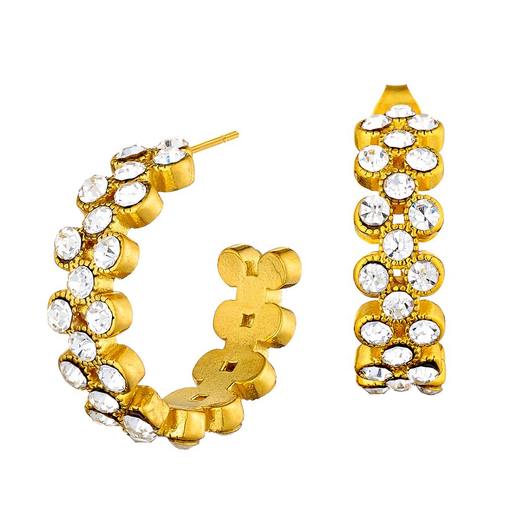 “Serafino gold” ασημί κρίκοι ατσάλι με κρυσταλλάκια!