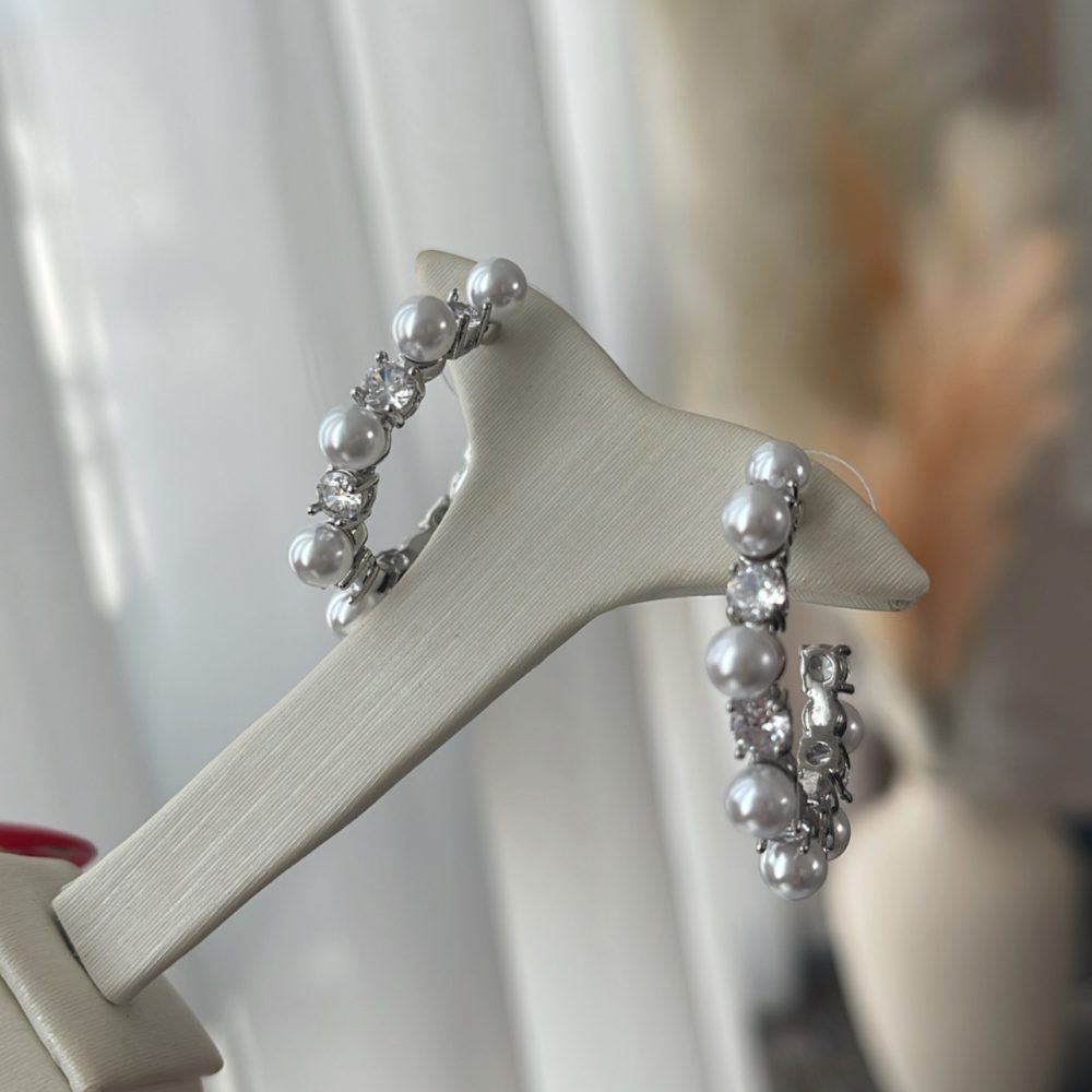 “Joya” κρικάκια faux bijou με κρύσταλλα & πέρλες! - Image 2