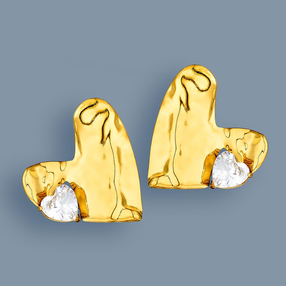 “Diamond heart” gold steel with zirconia stone!