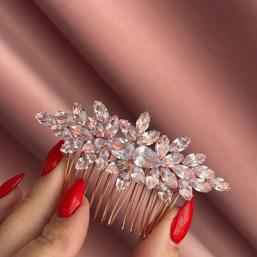 «Lolita» χτενάκι σε ροζ χρυσό, στολισμένο με λαμπερά ζιργκονάκια! - Image 2