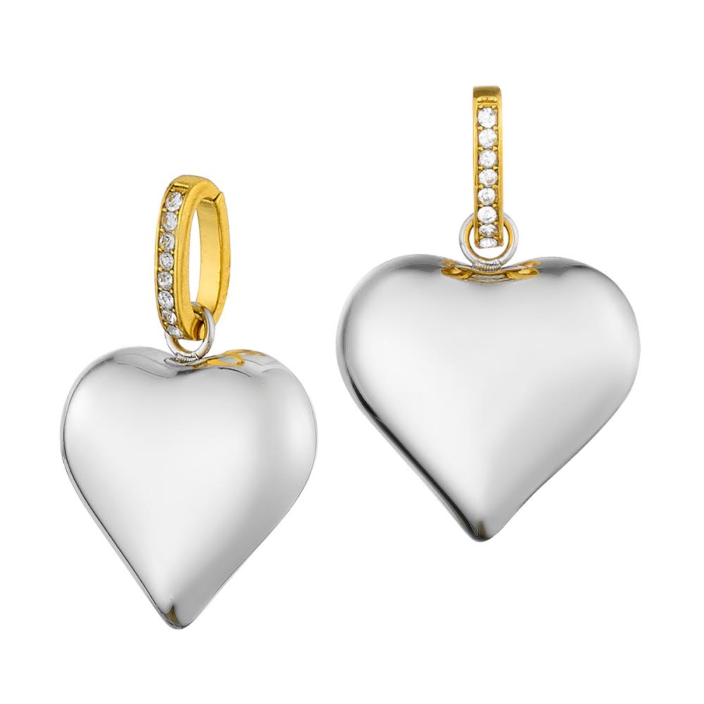 “MACY” δίχρωμο σκουλαρίκι καρδιά ανοξείδωτο ατσάλι επιχρυσωμένο’