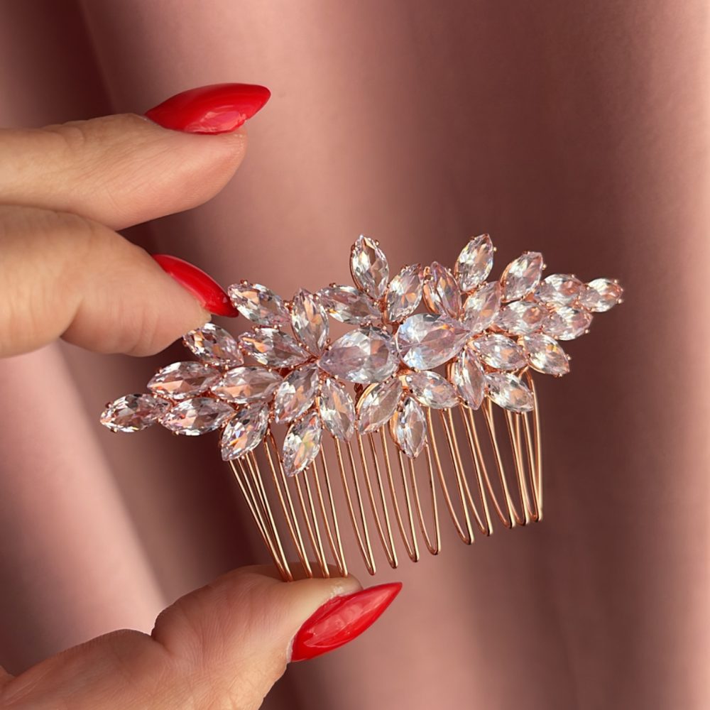 «Lolita» χτενάκι σε ροζ χρυσό, στολισμένο με λαμπερά ζιργκονάκια! - Image 1