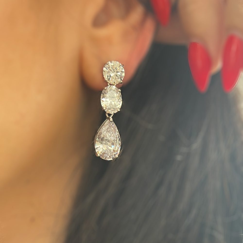 “Bling drops” σκουλαρίκια από καθαρό ασήμι 925° επιπλατινωμένο, διακοσμημένο με πολύτιμες λευκές πέτρες ζιργκόν! - Image 3