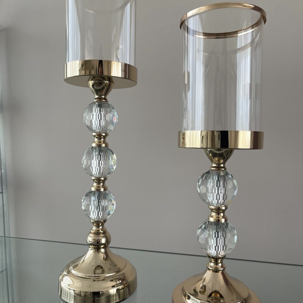 Λαμπάδες γάμου κηροπήγιο σε χρυσό χρώμα με γυαλί! - Image 3