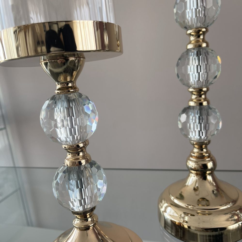 Λαμπάδες γάμου κηροπήγιο σε χρυσό χρώμα με γυαλί! - Image 5