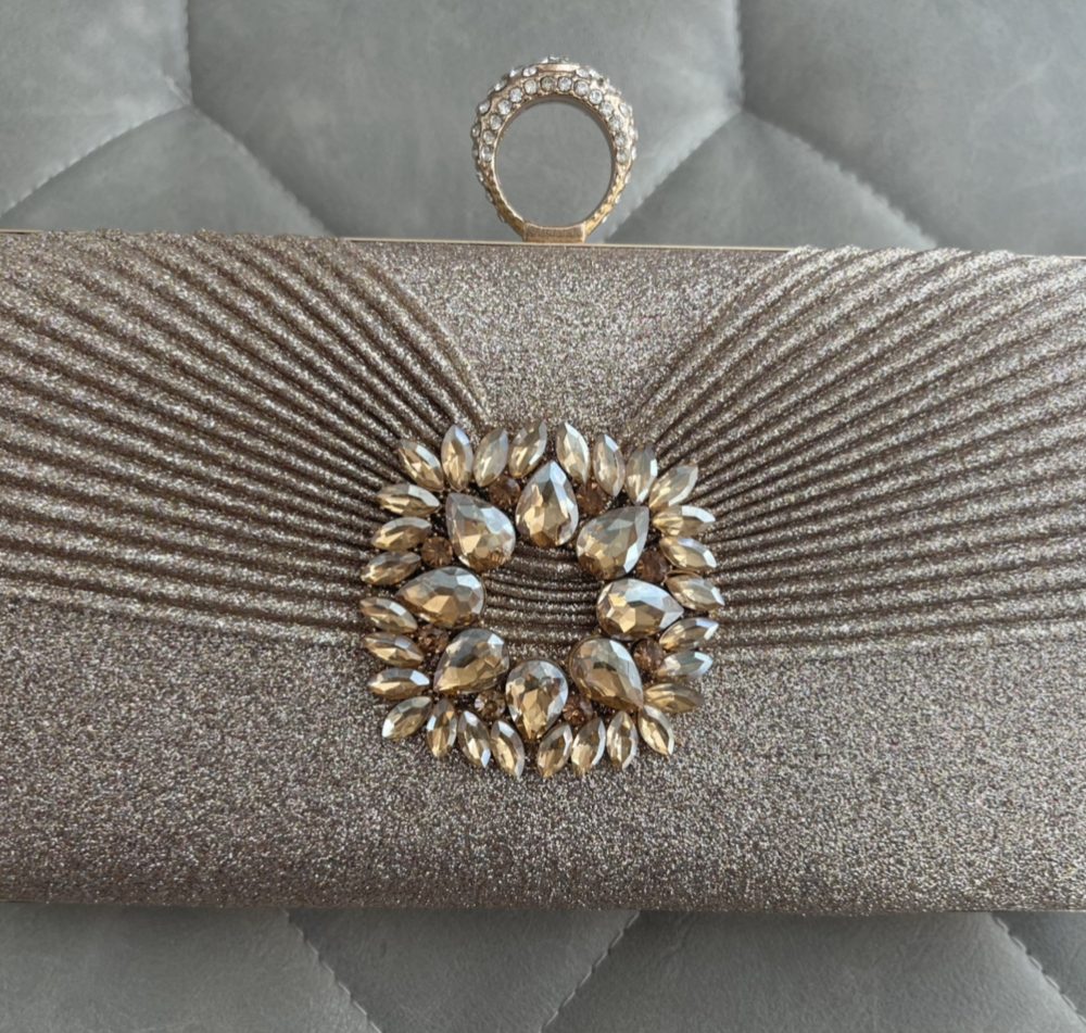 Φάκελος clutch χρυσός Diva με κρύσταλλα! - Image 2