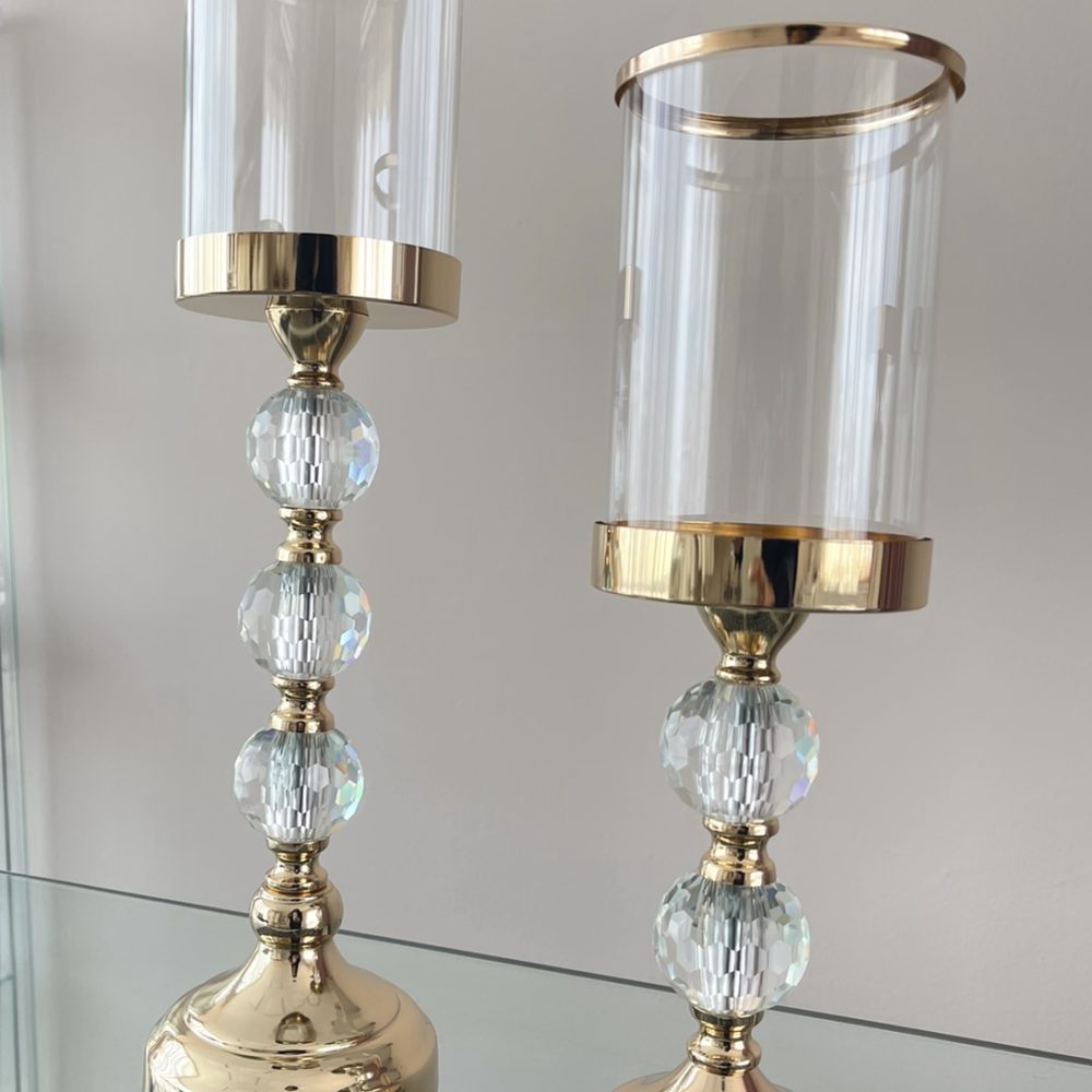 Λαμπάδες γάμου κηροπήγιο σε χρυσό χρώμα με γυαλί! - Image 4