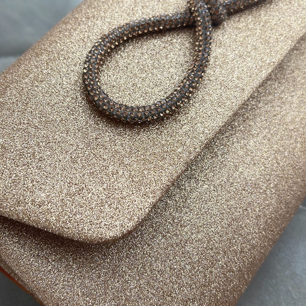 Τσάντα φάκελος χρυσή Golden Sun με στόλισμα κρυσταλλάκια! - Image 2