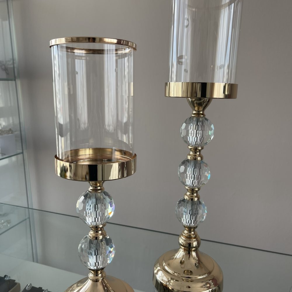 Λαμπάδες γάμου κηροπήγιο σε χρυσό χρώμα με γυαλί! - Image 6