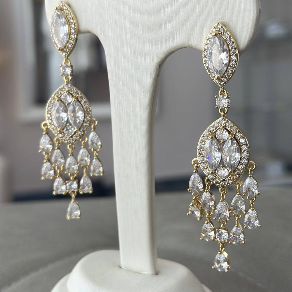 “Thelxis” μακριά boho σκουλαρίκια σε χρυσό! Με εκκεντρικό σχεδιασμό & λαμπερά ζιργκόν! - Image 1