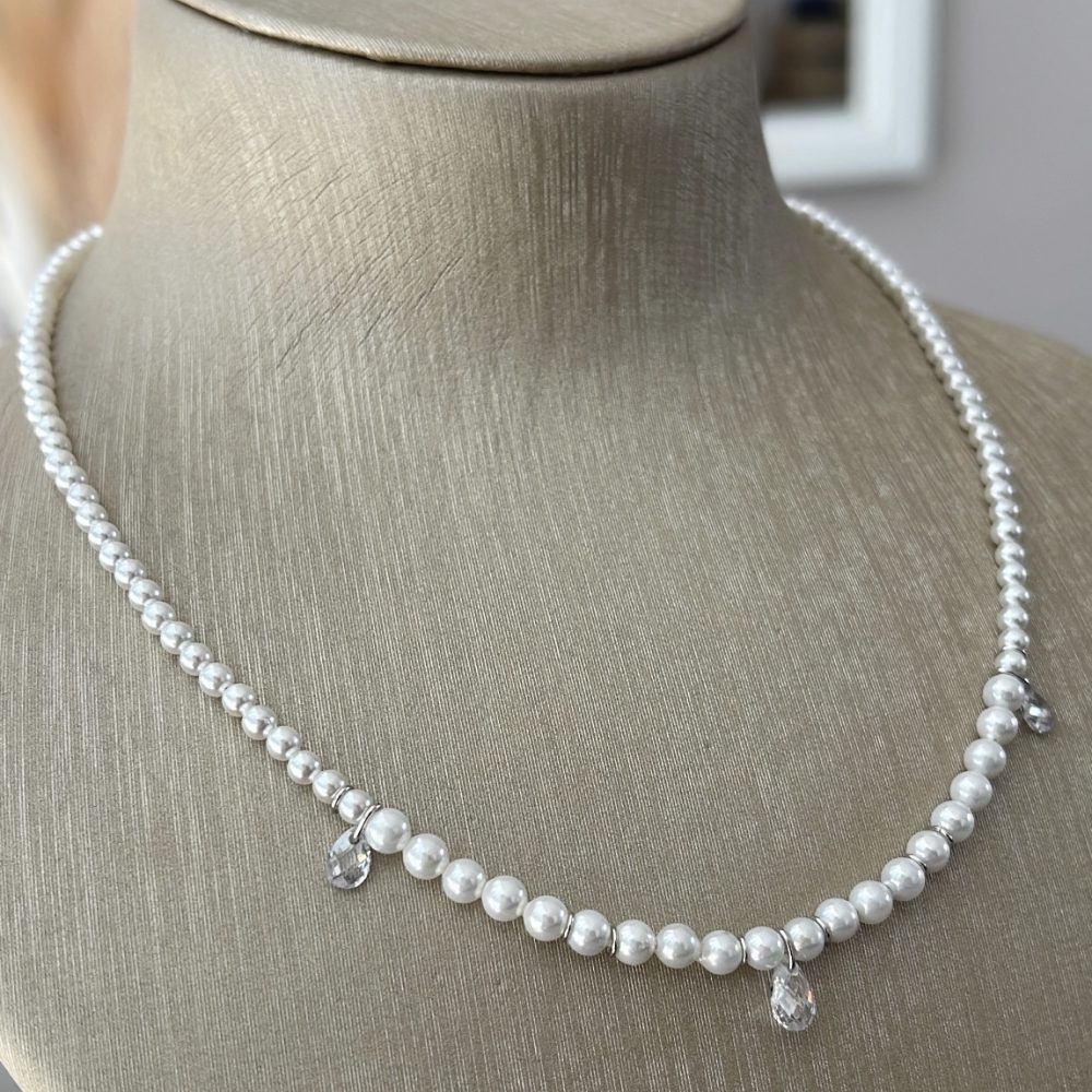 “Lucca” κολιέ ασήμι •925 με πέρλες & λαμπερές ημιπολύτιμες λαμπερές πέτρες! - Image 3