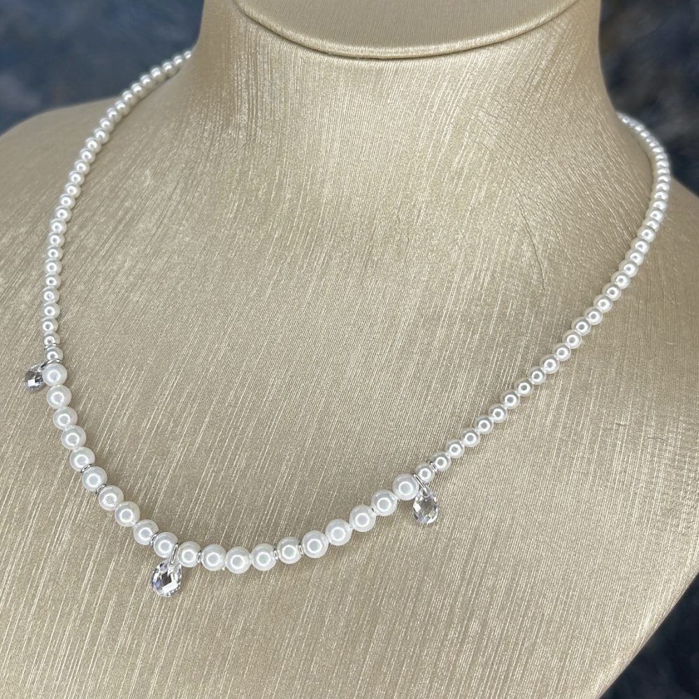 “Lucca” κολιέ ασήμι •925 με πέρλες & λαμπερές ημιπολύτιμες λαμπερές πέτρες! - Image 4