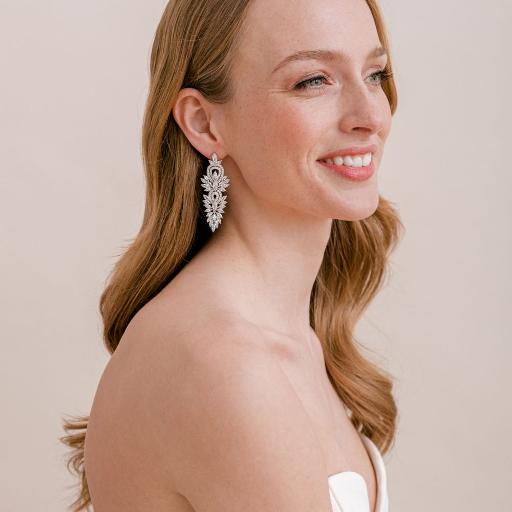 “Lotus” μακριά εντυπωσιακά σκουλαρίκια , με ζιργκόν κρύσταλλα! - Image 5