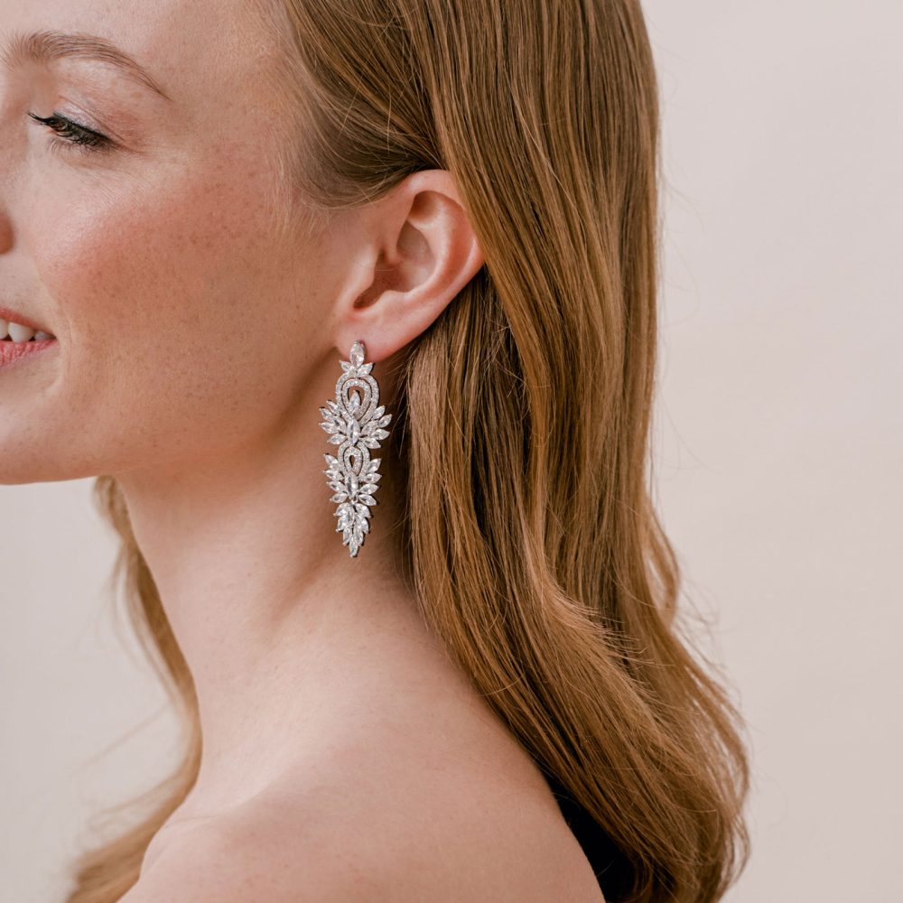 “Lotus” μακριά εντυπωσιακά σκουλαρίκια , με ζιργκόν κρύσταλλα! - Image 3