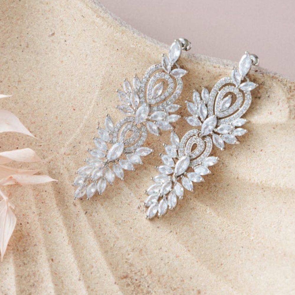 “Lotus” μακριά εντυπωσιακά σκουλαρίκια , με ζιργκόν κρύσταλλα! - Image 8