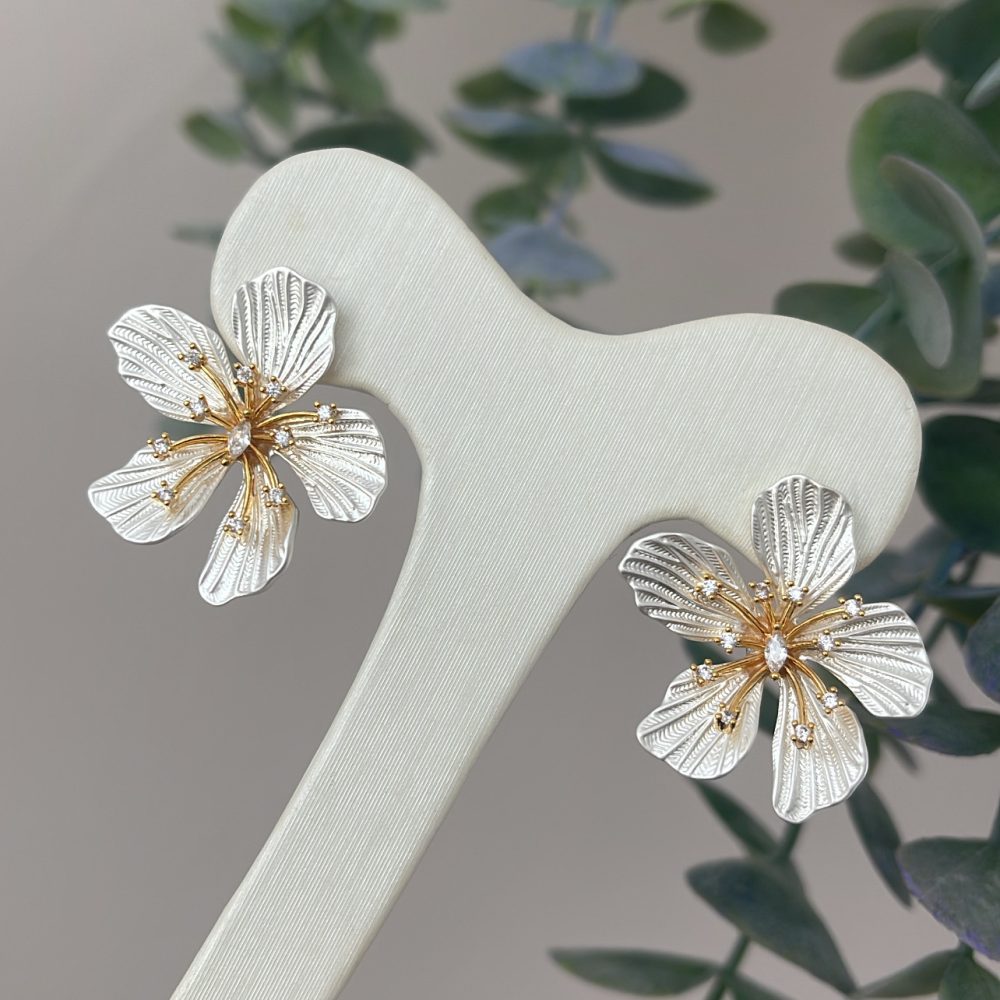 “Florenia” ρομαντικά σκουλαρίκια faux bijou, με φίλντισι επίστρωση!