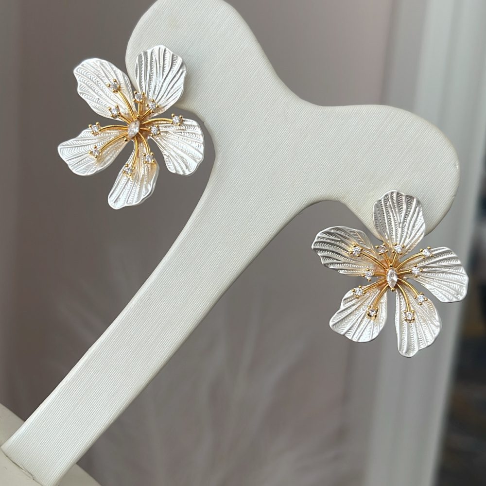 “Florenia” ρομαντικά σκουλαρίκια faux bijou, με φίλντισι επίστρωση! - Image 2