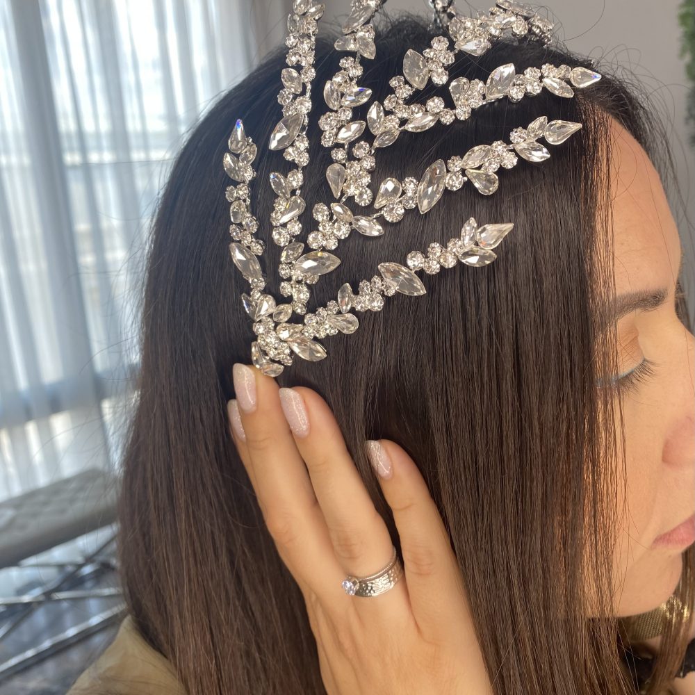 “Bella Dona” λαμπερό headpiece στολισμένο με διάφανα κρύσταλλα! - Image 4