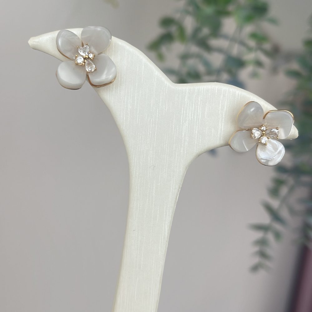 “Miss Pops” ρομαντικό σκουλαρίκια από ατσάλι & ζιργκονάκια! - Image 4