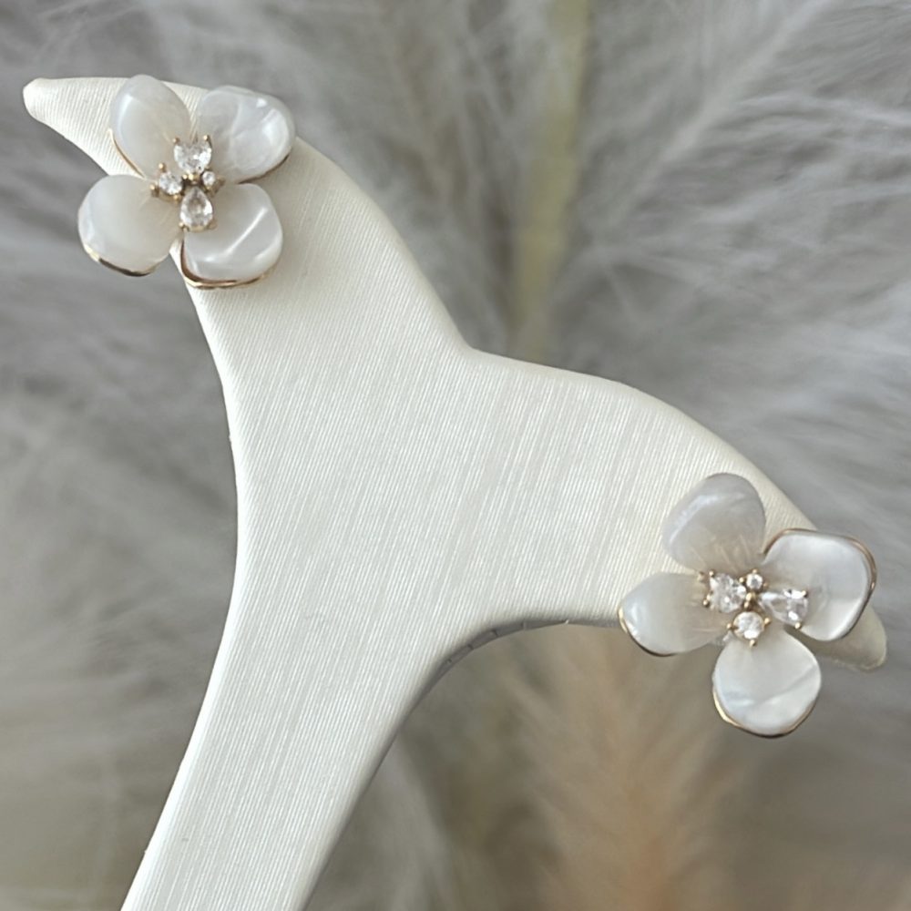 “Miss Pops” ρομαντικό σκουλαρίκια από ατσάλι & ζιργκονάκια! - Image 1