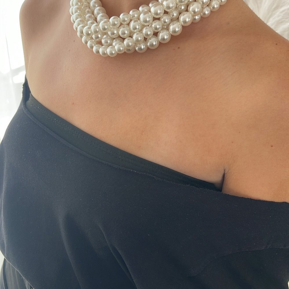 “Pearl Chocker” faux bijou κολιέ με πέντε σειρές από πέρλες! - Image 4