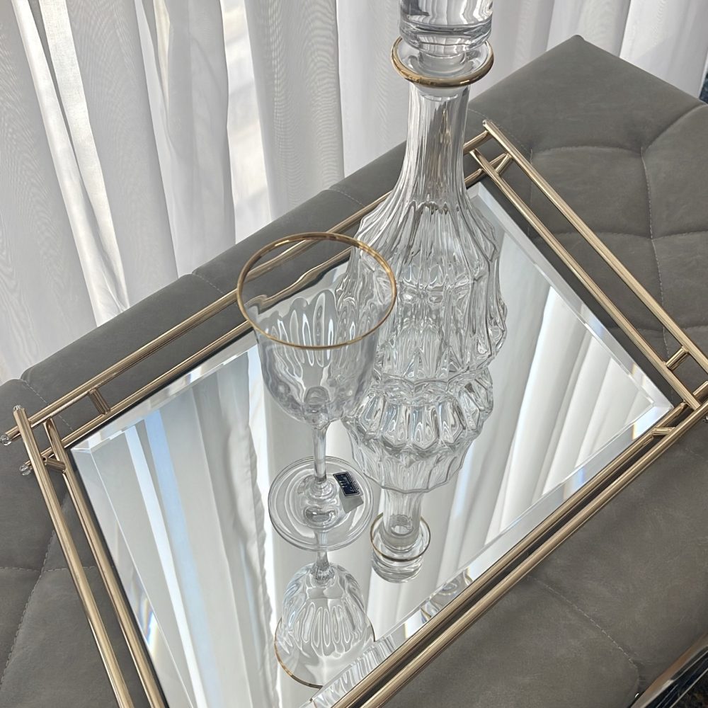 Εντυπωσιακό σετ κρασιού 3τμχ. Ασύμμετρος δίσκος με καμπύλες και κρυσταλλα κορυφαίας ποιότητας! - Image 4