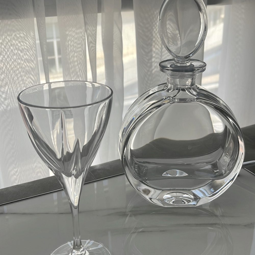 Μοντέρνο σετ κρασιού 3τμχ.! Δίσκος όψη μαρμάρου και κρύσταλλα κορυφαίας ποιότητας! - Image 3