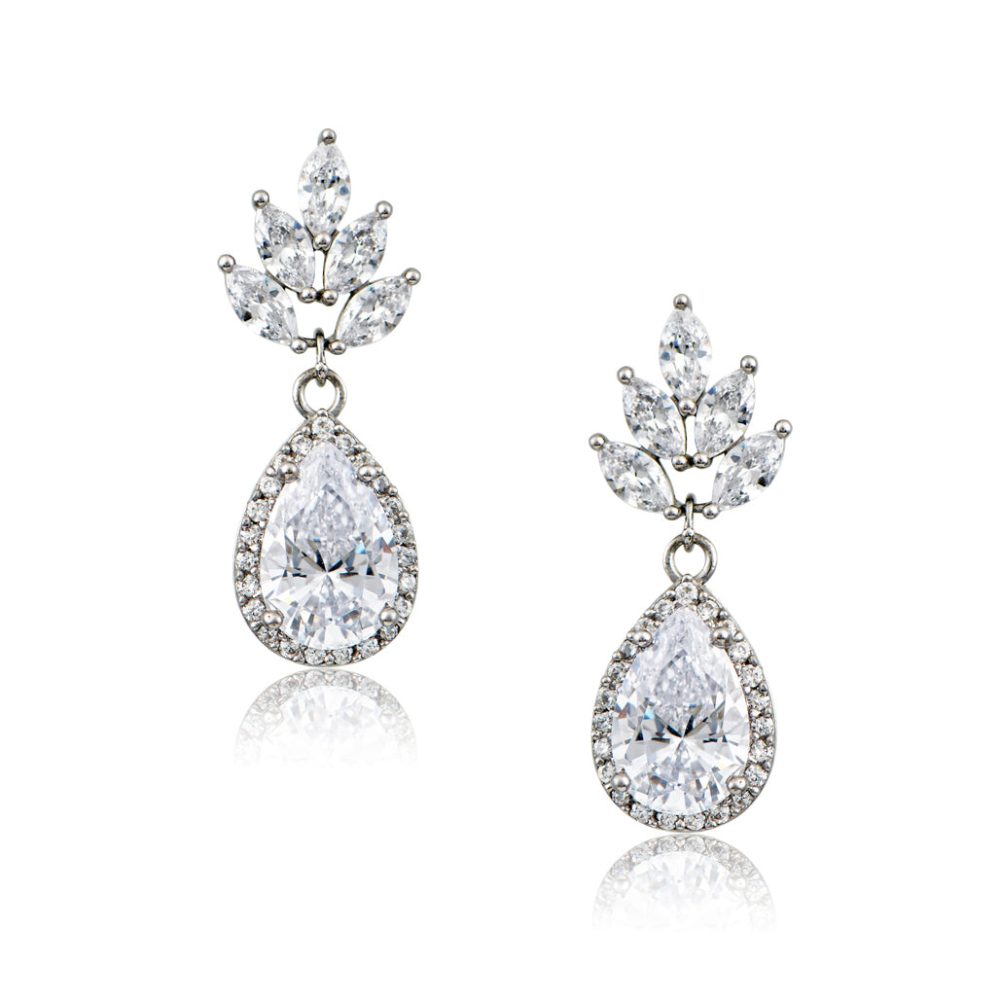 «RUBI» σκουλαρίκια μεσαίου μεγέθους, με διάφανα κρύσταλλα ζιργκόν! - Image 1