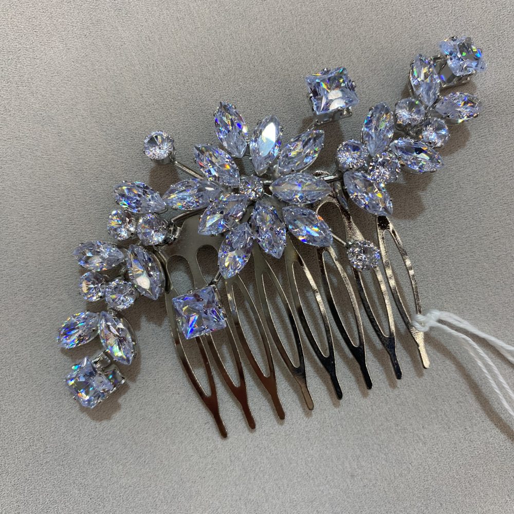«Pierre» ασημί χτενάκι με διάφανα λαμπερά κρύσταλλα! - Image 5
