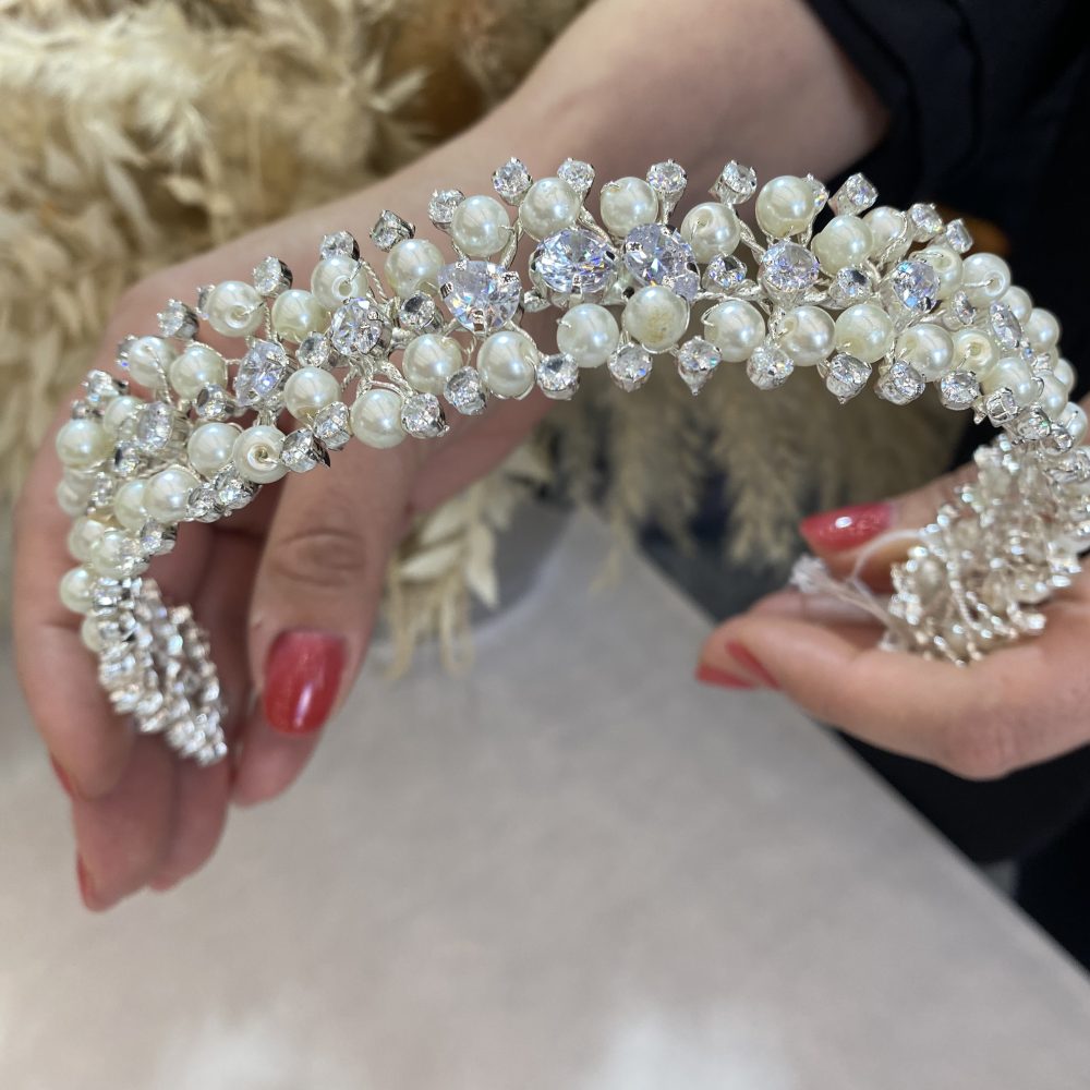 «Soft Waves Pearl» λαμπερό headpiece με ζιργκόν και πέρλες! - Image 4