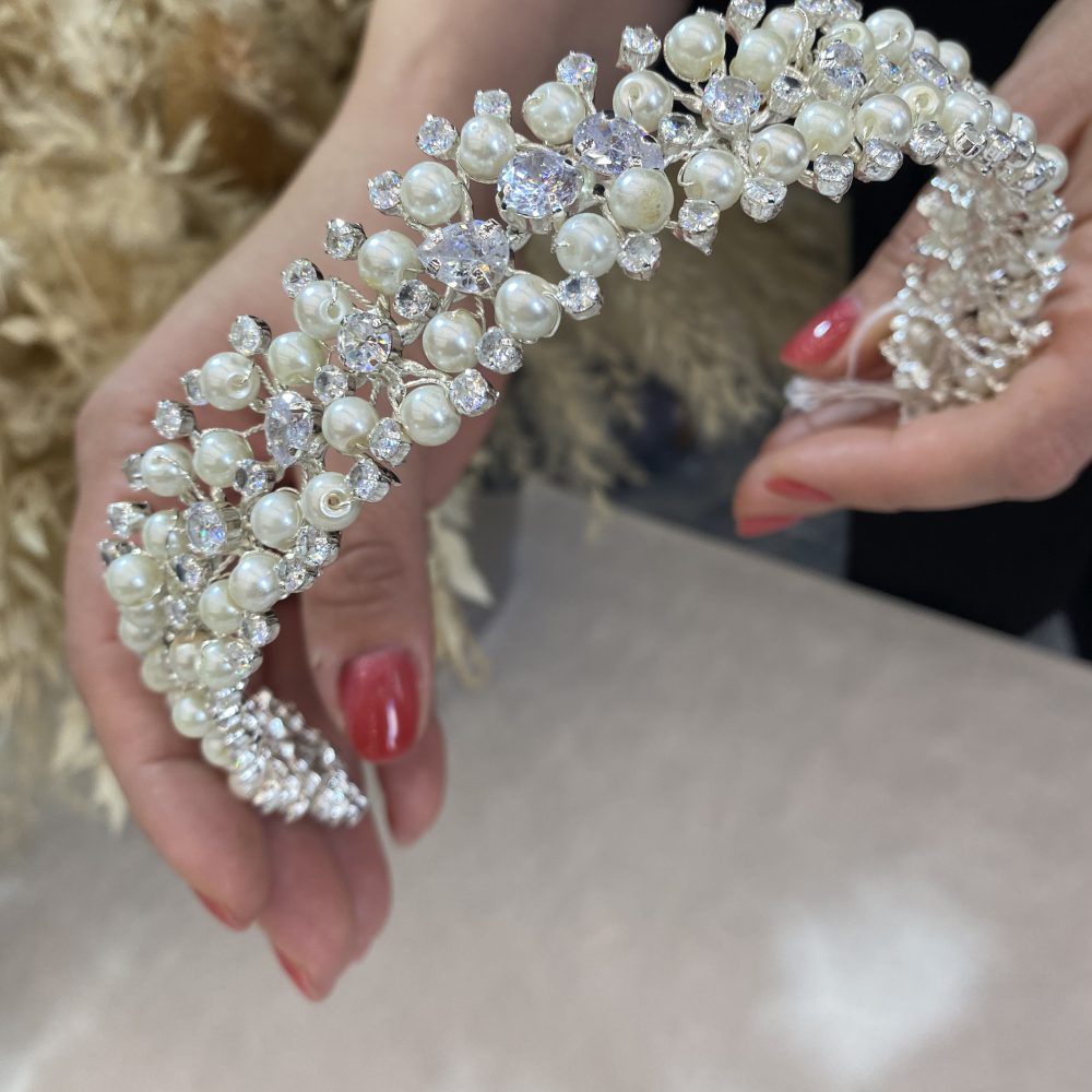 «Soft Waves Pearl» λαμπερό headpiece με ζιργκόν και πέρλες! - Image 3