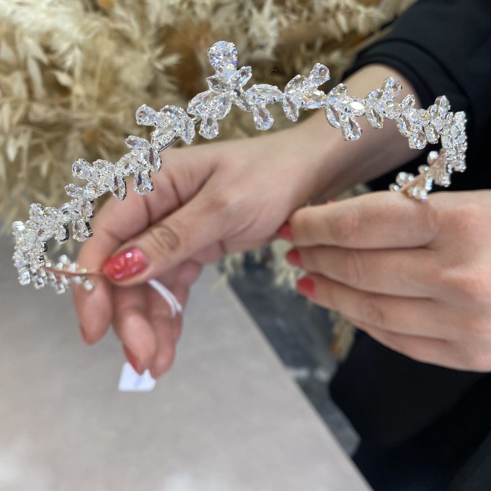 “Lila” πανέμορφη νυφική τιάρα! Επιπλατινομένη με γνήσια ζιργκόν εξαιρετικής καθαρότητας! - Image 3