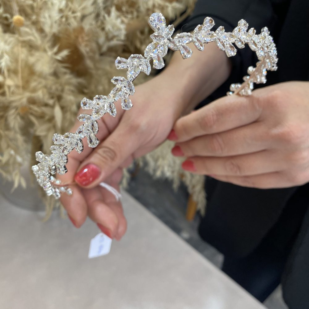 “Lila” πανέμορφη νυφική τιάρα! Επιπλατινομένη με γνήσια ζιργκόν εξαιρετικής καθαρότητας! - Image 2