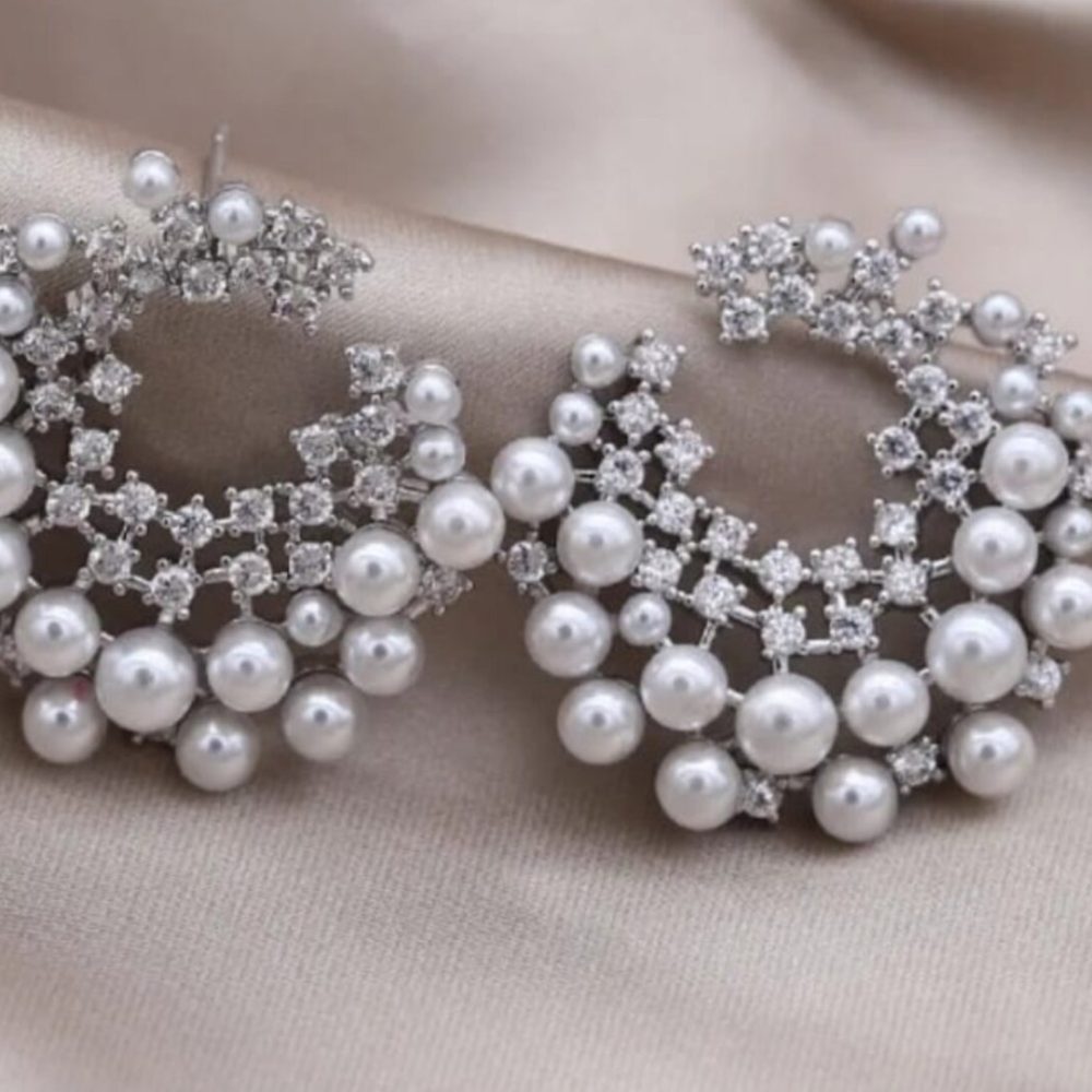 “Kalina” εντυπωσιακά statement σκουλαρίκια, από ασήμι •925 πέρλες & ζιργκον 5Α! - Image 2