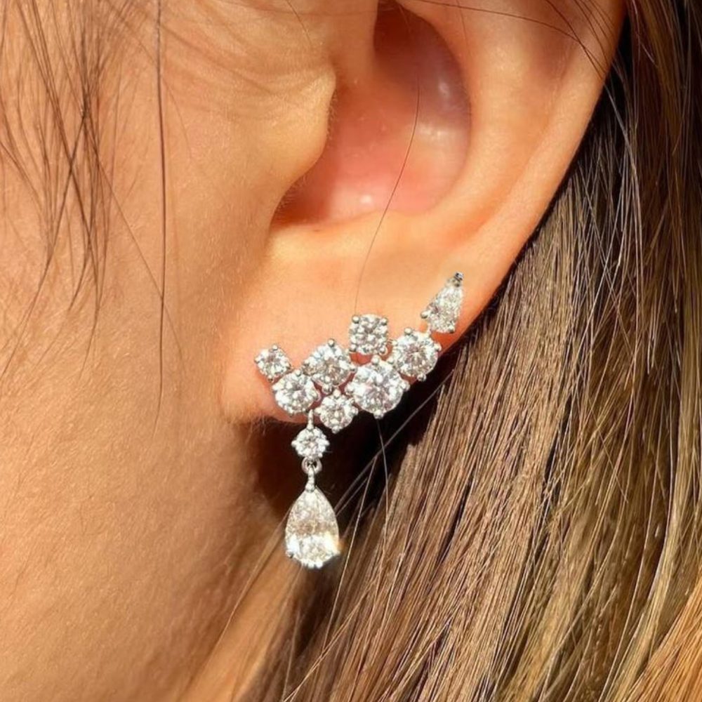 “Avatars” λαμπερά earclimber σκουλαρίκια με γνήσια κρύσταλλα ζιργκόν! - Image 1